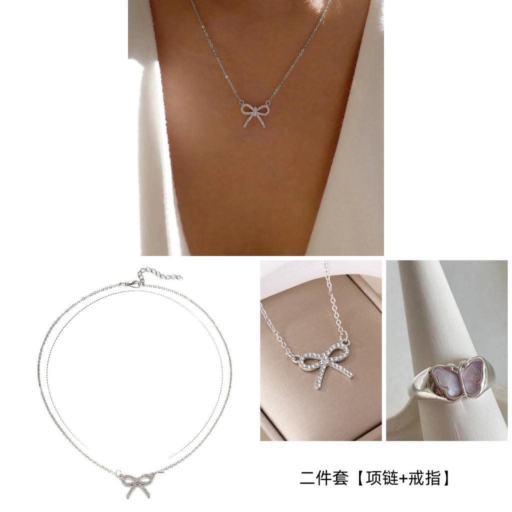 Bowknot Necklace For Women With Zinc Alloy Chain Summer Fashion Accessory