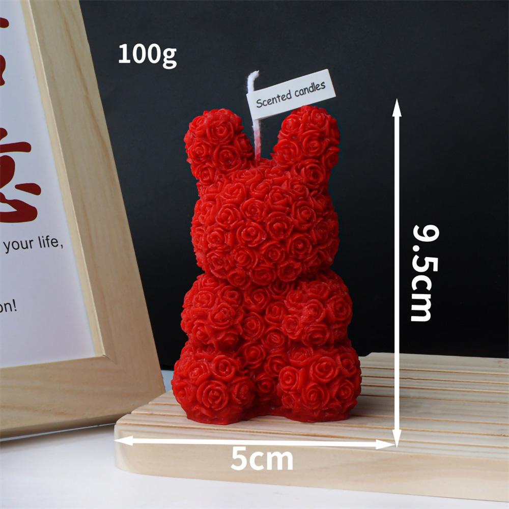 

3D Artificial Cute Rose Bear Aromatherapy Candle Flowers Animal Bear Dog Rabbit Gift Decor Mold Wedding Valentine s Day Birthday