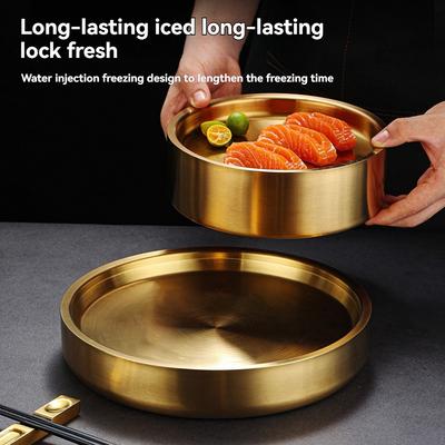 Stainless Steel Cold Tray, Appetizer Cold Plate with Ice Platter, Party Ice Tray, Food Fruit Cooled Shrimp Cocktail Plate