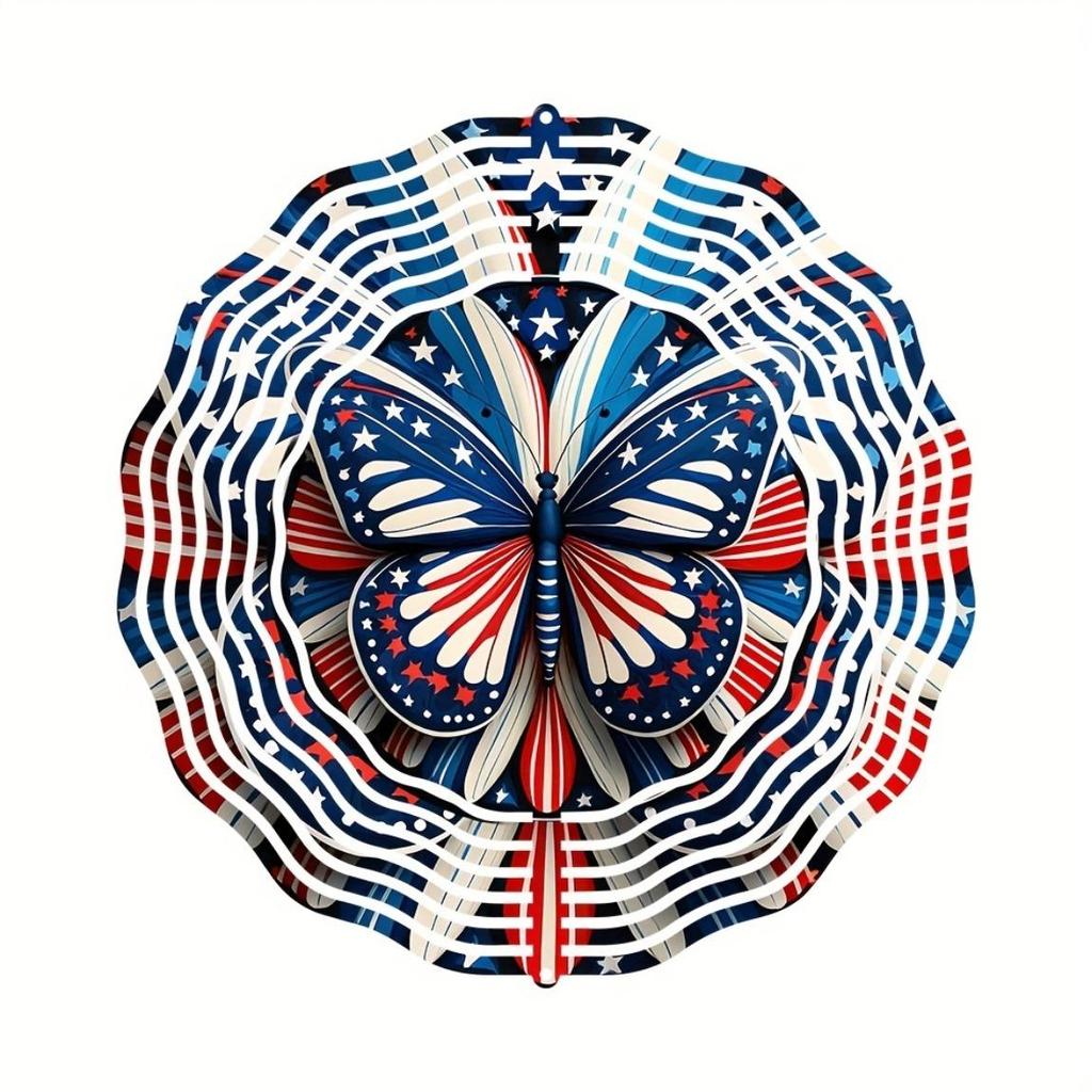 360° Rotating American Flag Butterfly Wind Spinner for Yard Garden Durable Stainless Steel Indoor Outdoor Thanksgiving Decor