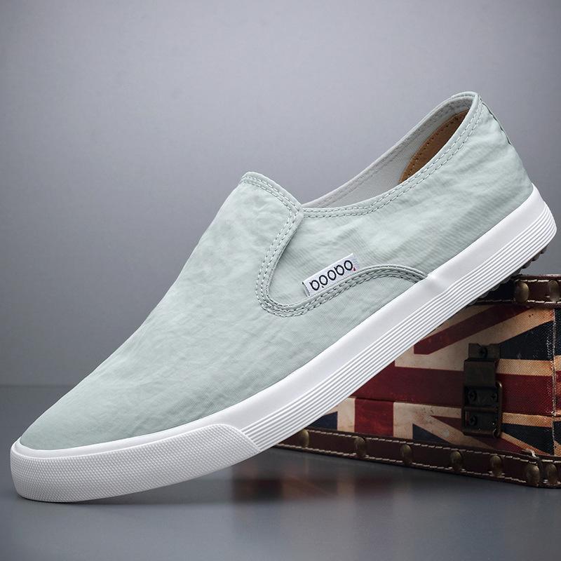 Summer canvas shoes men's one-pedal lazy shoes British loafers driving soft-soled old Beijing breathable casual cloth shoes