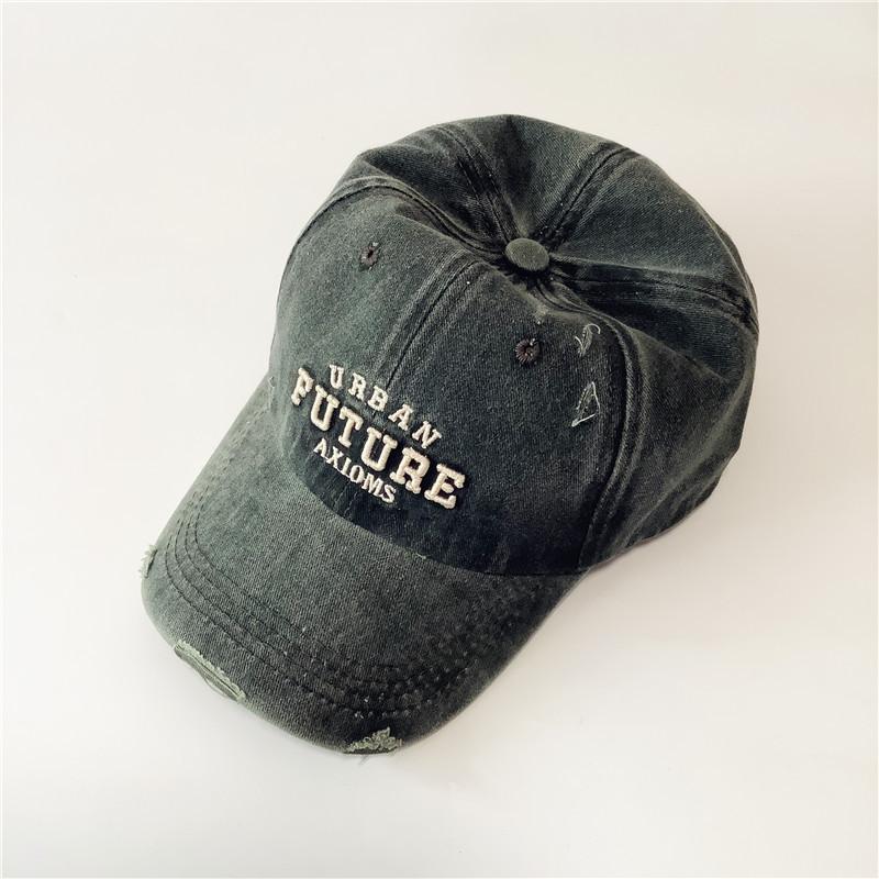 Retro Old Baseball Hat Men and Women American Washing Ripped Letters Baseball Cap Showing Face Small Sun Hat
