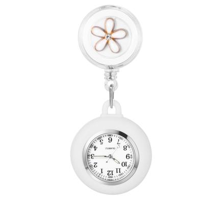 Krankenschwesteruhr mit Silikon und dehnbarem niedlichem Blumenmuster, Krankenschwester-Quarz-Taschenuhr, Krankenschwester-Zubehör, perfektes Geschenk für Krankenschwestern und Kinderbetreuer am Tag-Clip,