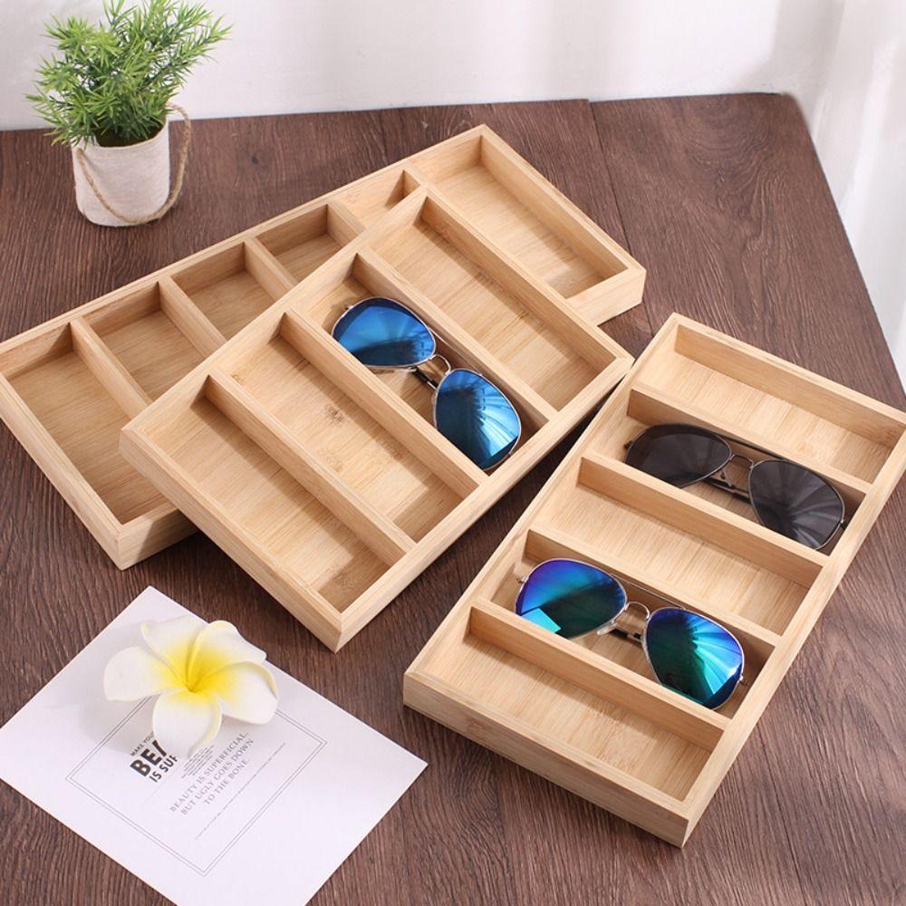 Grids Wooden Glasses Case Glasswear Box Jewelry Display Box Foldable Sunglasses Box  Travel