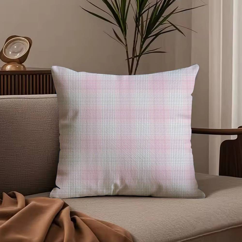 Art Pink plaid Pillow Case null 30X30cm
