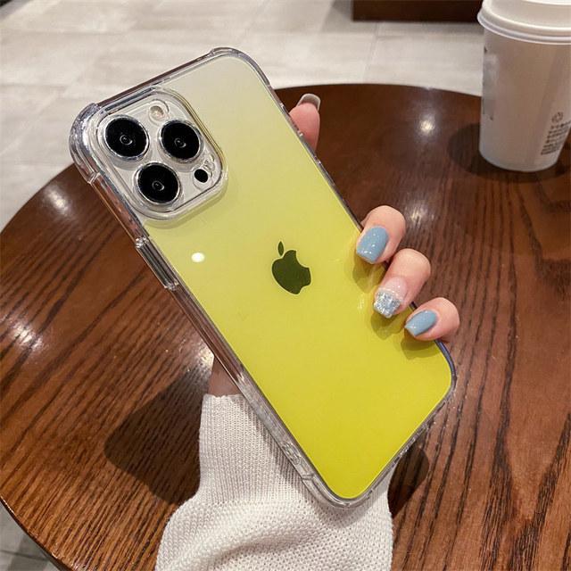 Transparent Gradient Rainbow Color Case For Iphone 13 12 11 Pro Max X Xr Xs Hard Acrylic Shockproof Crystal Cover Capa
