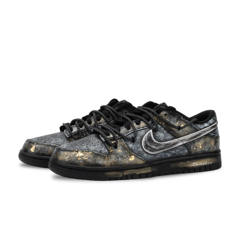 Nike Dunk Monster Lab, Dawn Slip Resistant Abrasion Resistant Low top Skateboard Shoes Unisex Black White Gold IO7606-010(Team445-)