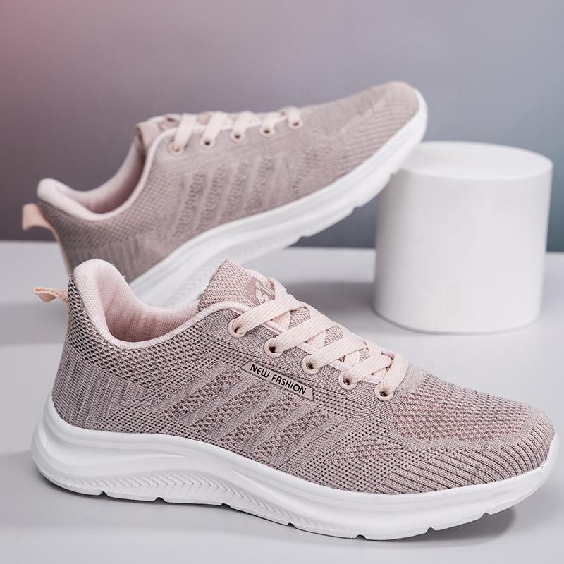 Women's sneakers latest knitted upper EV midsole lightweight breathable lace-up running shoes