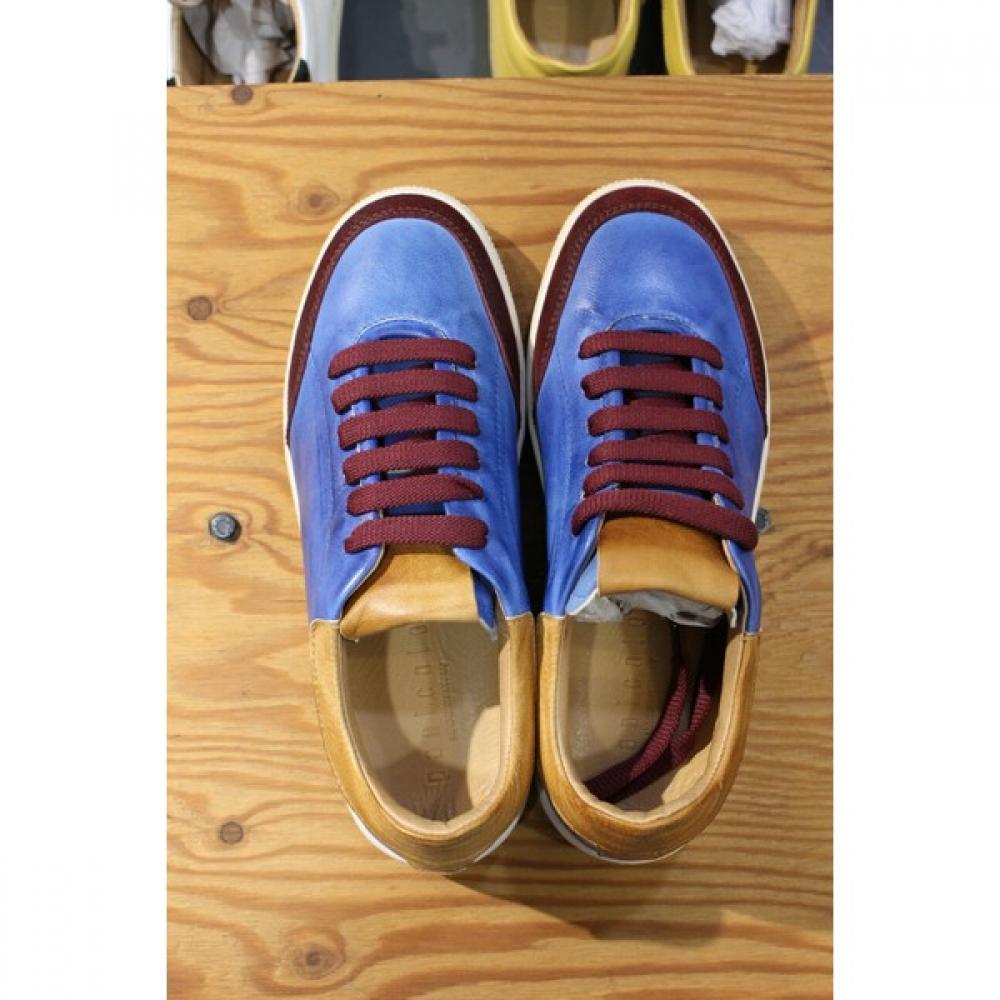 Panicalle Mario Italian Imported Cow Leather Blue Vintage Sneakers F qFo02bl