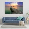 Three Piece Picture Canvas Print Footbridge Lake Sky Purple