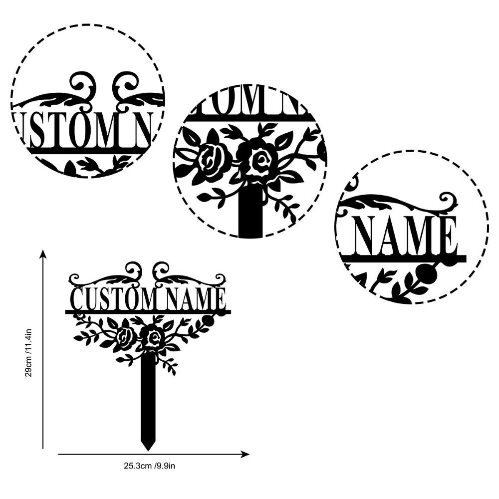 Custom Metal Garden Plaque, Personalized Garden Sign, Floral Garden Spike, Outdoor Address Marker, Wall Art