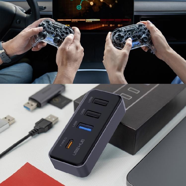 Multi Port Adapter for Electric Vehicle Glove Box Providing 4 in 1 Connectivity USB and Type C Ports Enhanced Experience