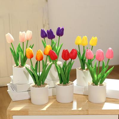 Artificial Flowers Home Party Decor Plastics Tulip Potted