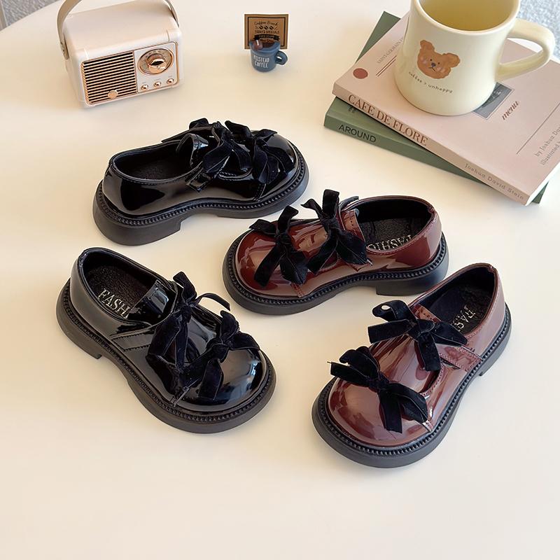 Children Clothing Yulin-001 Girls Red Children Leather Shoes Spring New Princess Shoes For Wine Versatile Kids Fashion Wedding Party Mary Jane Shoes Glossy Cm