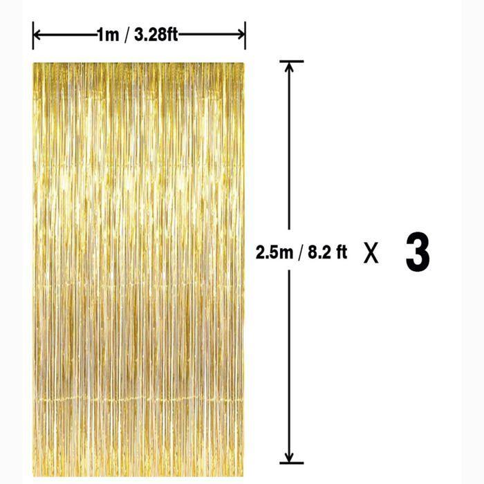 Rideaux de fête - Ailexi - 3 Curtains - Métalliques - Laser or - Paquet de 3