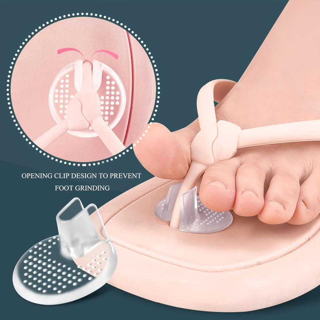 Transparent Anti-Wear Half Pads for Flip-Flops with Silicone Dots, Non-Slip Toe Protectors for Sandals