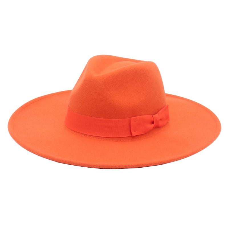 Jazz Hat Retro Men'S And Women'S Cotton Felt Hat Big Brim Panama Hat Gold Chain Hat