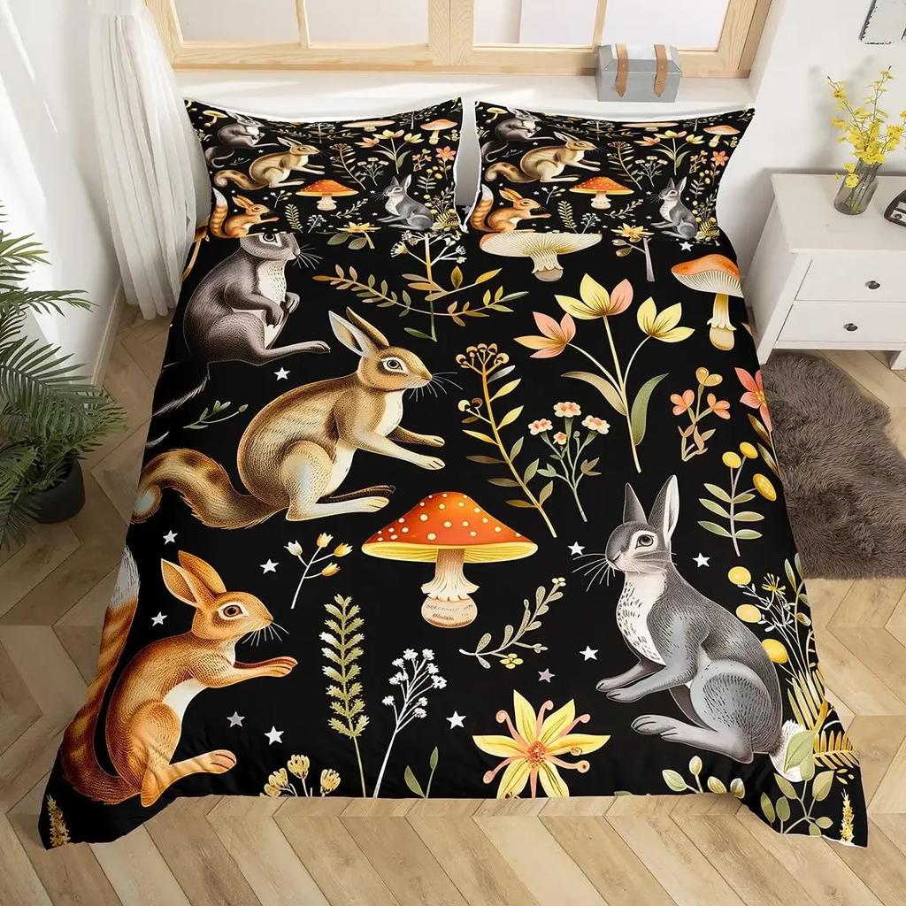 Colorful Floral Duvet Cover Bedding Single Double Bed King Size Black Graphic Print Bohemian Floral For Home Room Decor 3 Pcs