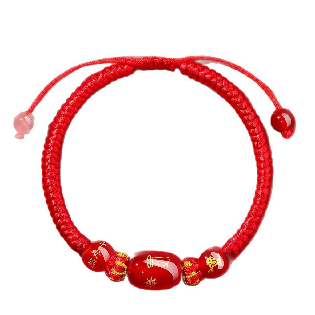 Putuoshan 2026 Jahr des Pferdes Rotes Schnurarmband - Damen Amulett aus gewebter Kordel für Pferd, Ratte, Ochse, Hase, Tai Sui