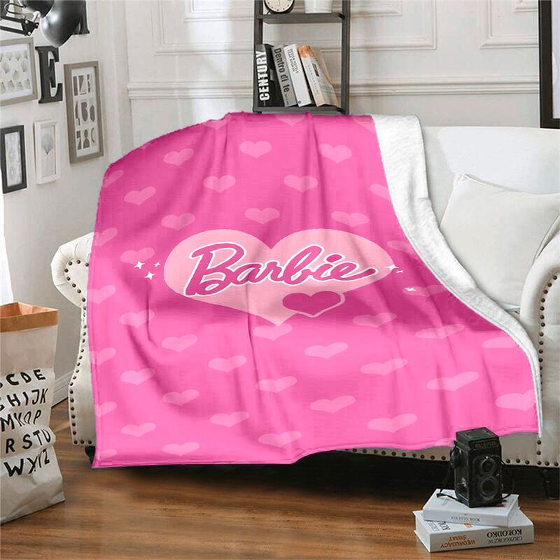 1pc Pink Hearts Barbie Wallpaper Cartoon Blanket,Portable Throw for Travel & Camping, All Season Cozy Blanket,Ideal Gift