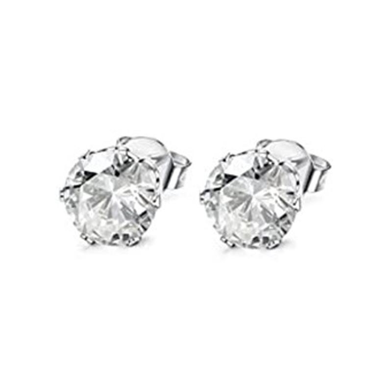 Minimalist Crystal Cubic Zirconia Stud Earrings for Women/Men 6 Claws Design Fashion Earrings Silver Color Hot Jewelry