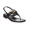 Croc Embossed Leather Sandal Black Lula