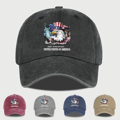 USA 250th Anniversary Commemorative Stamp Washed Baseball Cap Retro Patriotic Style Classic Fashion Daily Commute Holiday Gift
