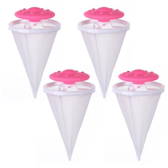 

4 шт., плавающая сетка для ловли волос, стиральная машина, сетчатый мешок для удаления волос, многоразовый, устойчивый розовый