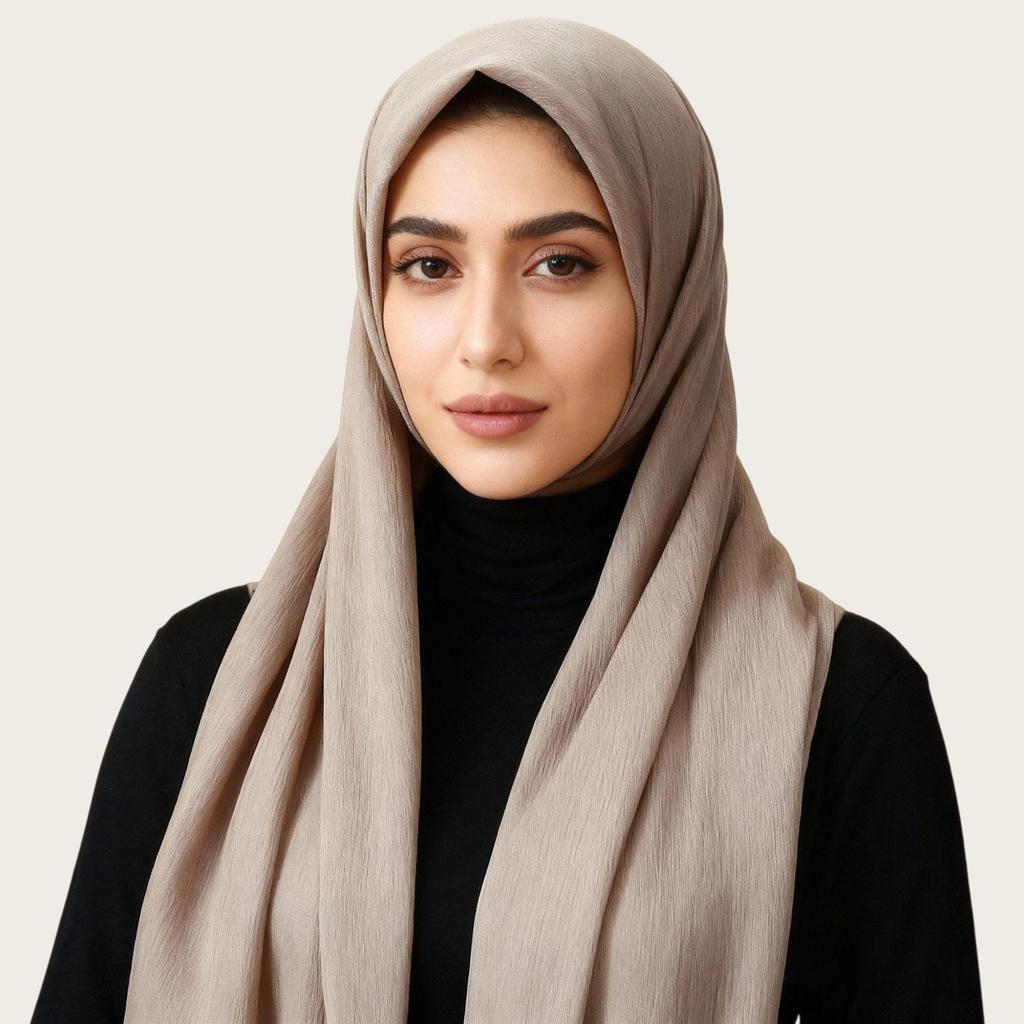 High-Quality Ethnic Style Pressed Wrinkle Square Scarf - Solid Pure Color