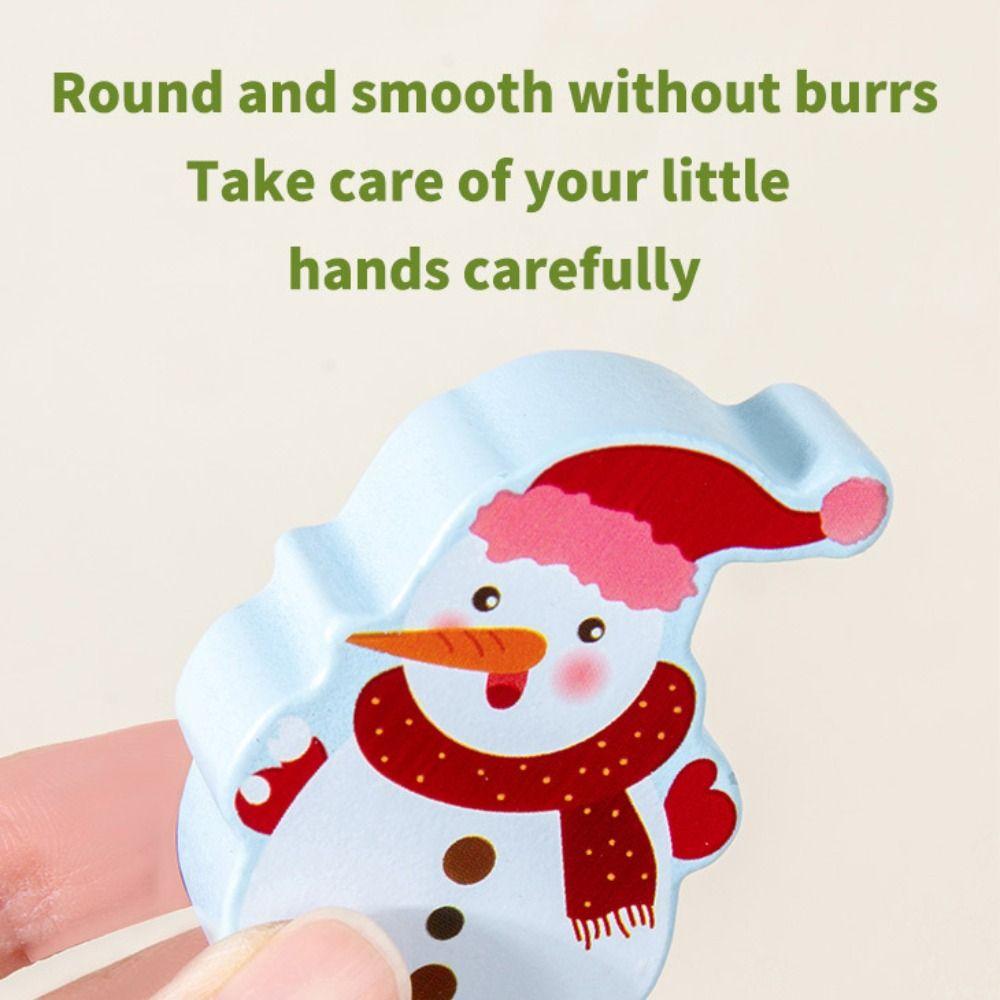 3D Puzzle Christmas Building Blocks Stacking Toy Wood Christmas Stacking Game Children Girls Boys