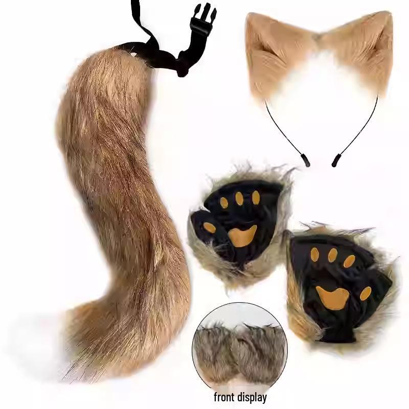 Mănuși de pluș Cosplay – Gheară de urs și lăbuță de pisică, cu degete tăiate – Accesorii drăguțe de Halloween