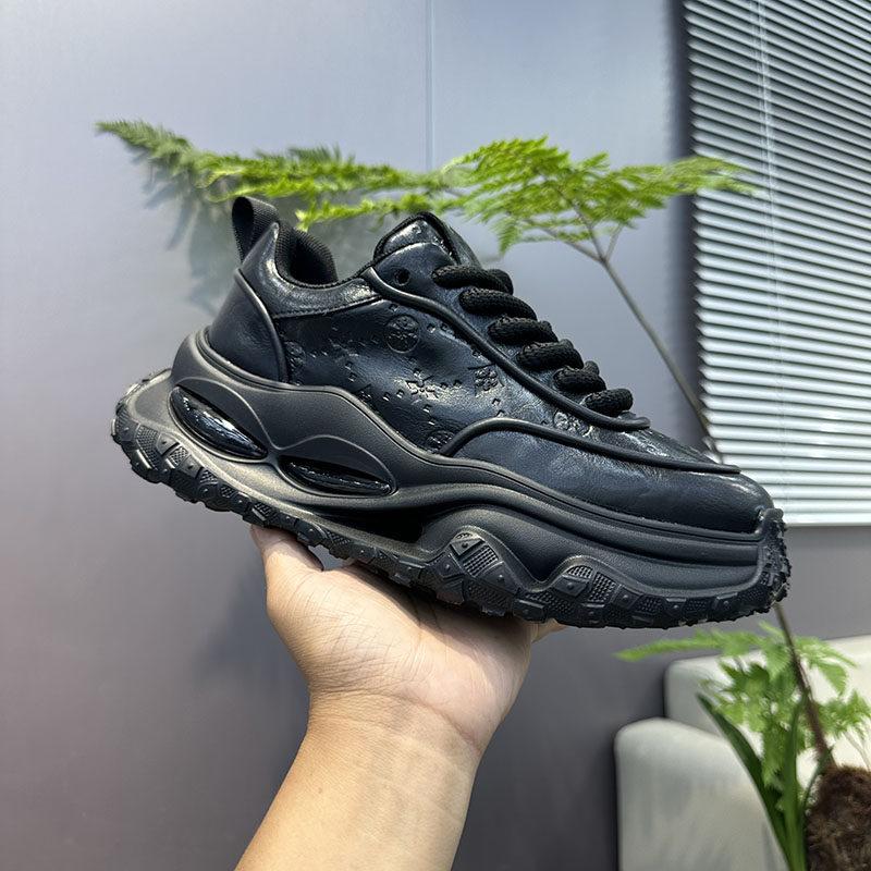 Autumn new dad shoes printed leather sneakers platform casual shoes trendy shoes tt 38 чёрный