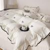 3pcs bow embroidery Bedding set ruffles Duvet Cover Set (1*Duvet Cover + 2*Pillowcase, Without Core)for bedroom guest room