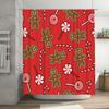 Holiday Gingerbread Candy Shower Curtain Set for Christmas Bath Decor Red Plaid Pattern Bathroom Accessories Home Improvement