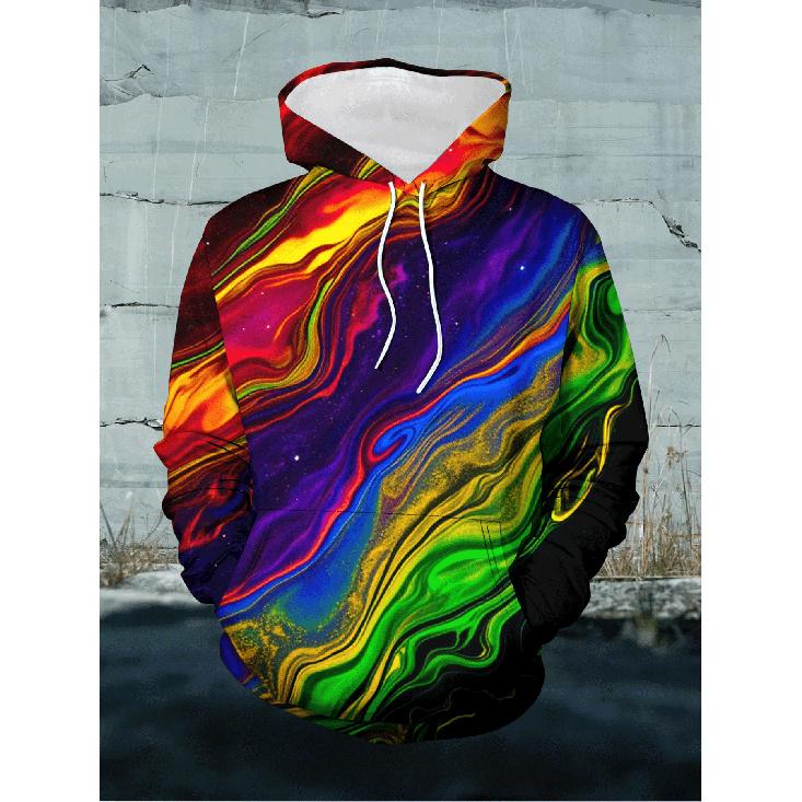 Vibrant Nebula Fluid Art 3D Printed Hoodie - Unisex Fashionable Brand Identity Urban Style Relaxed Athletic Two-Piece Outfit