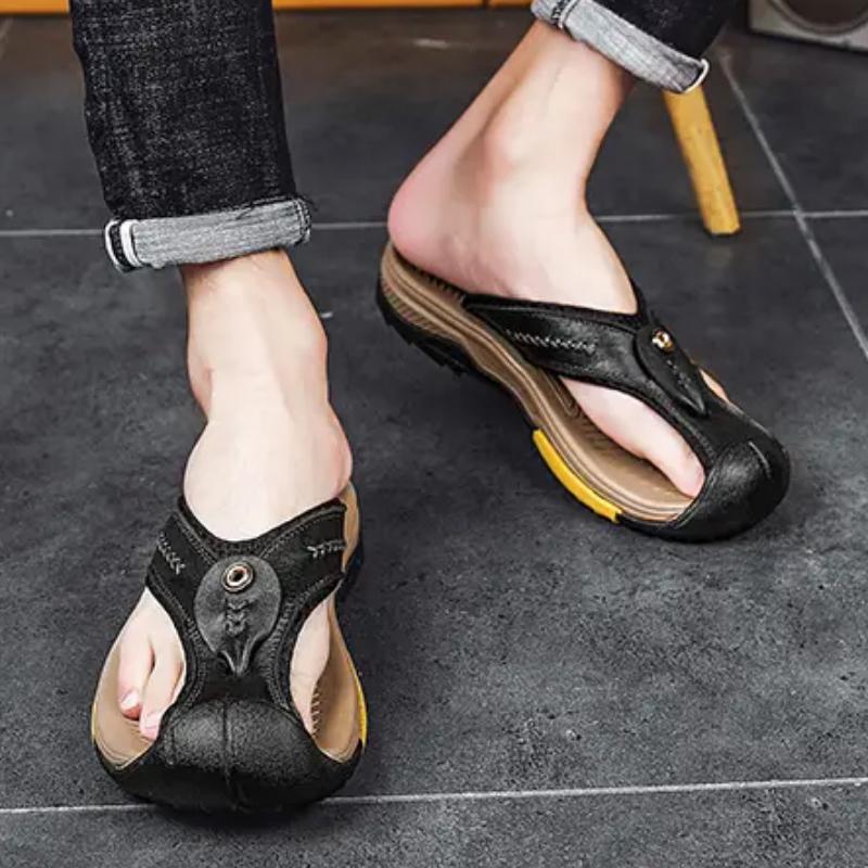 Men Sewing Flip-flops Daliy Summer Retro Casual Slippers Non-slip Wear-resistant upper Sandals Comfortable Shoes Chaussons Homme