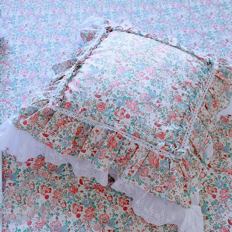 Luxury Embroidery Cushion Cover Ruffle Lace Wrinkle Pillow Cover Cake Layers Princess Bedding Pillowcase 45x45cm