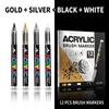 Gold and Silver Direct-Flow Acrylic Markers Art Highlighters DIY Black Card Journaling Pens Soft-Tip Painting Markers