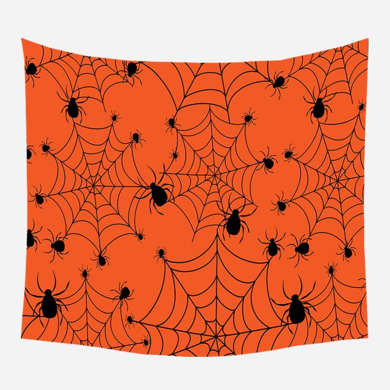 

Halloween Tapestry Popular Pumpkin Spider Bat Black Cat Orange Background Tapestries Wall Hangings for Party Bedroom Decor 74x94cm(29x37in)