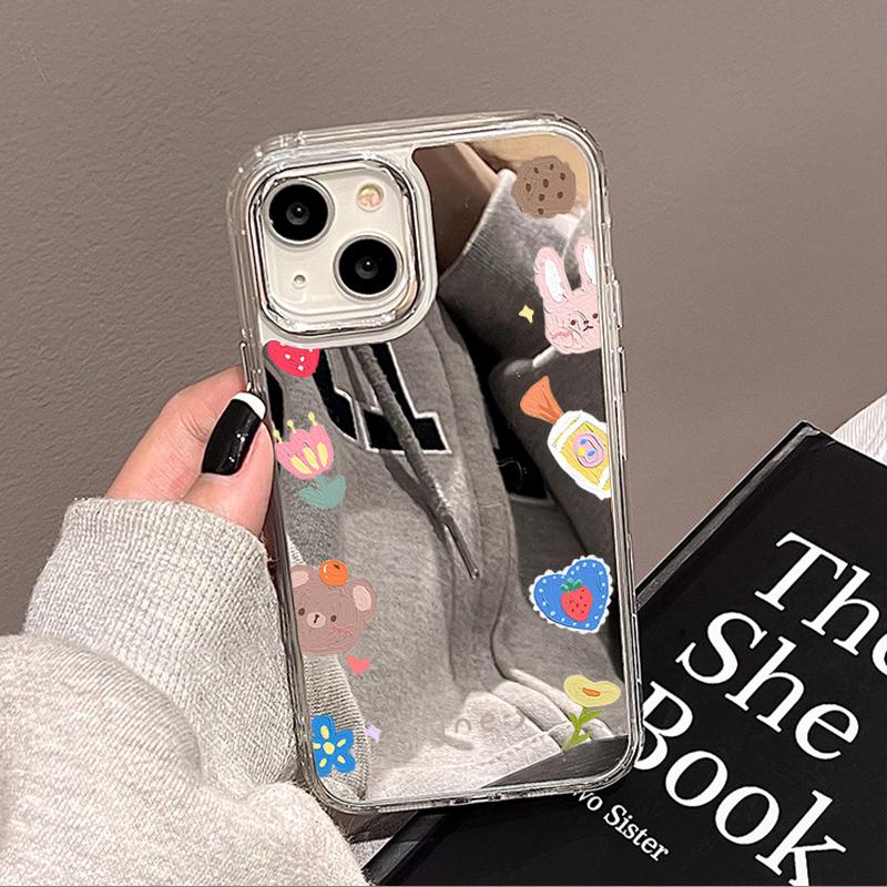 Mobile Phone Cases for iPhone 11 13 XR 15 Pro Max 12 14 Pro Max Case iPhone 16 XS Max Mirror Protective Case Mirror Exquisite Cartoon Waterproof