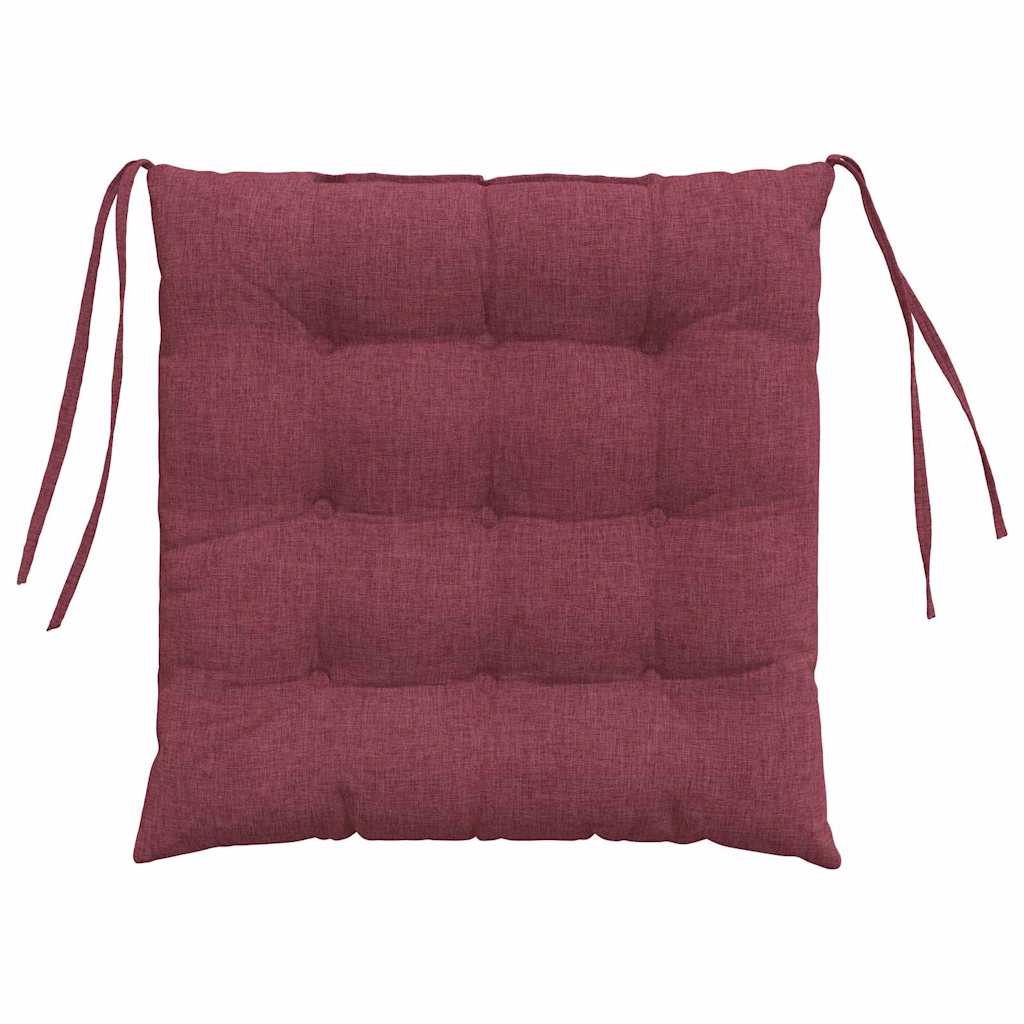 Seat Cushions 4 pcs Burgundy Red 40 x 40 x 6 cm Fabric