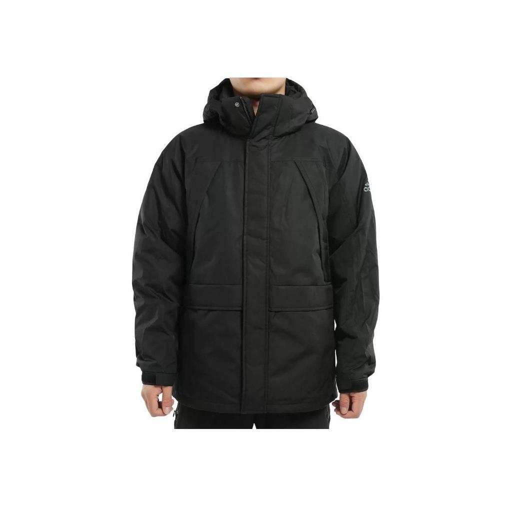 Adidas Solid Color Hooded Casual Down Jacket Men Jackets Black EH4004