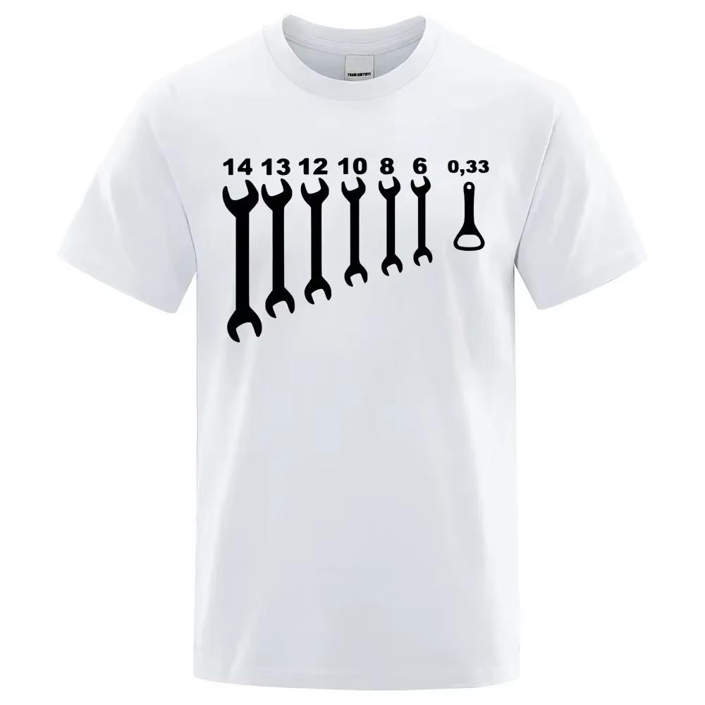 Screw Wrench Opener Mechanic T-Shirts Men Cotton Tee Short Sleeve Vintage Top Tee Car Fix Engineer Funny T Shirts Men's Clothes