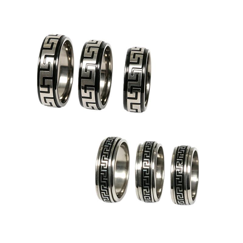 Drehbarer Edelstahlring mit Chinesische Mauer Muster - Stilvoller und Langlebiger Titan Finger Schmuck