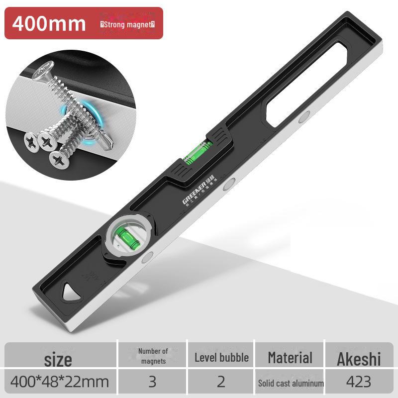 Green Forest High Precision Multifunctional Cast Aluminum Level Ruler for Household Decoration Measurements