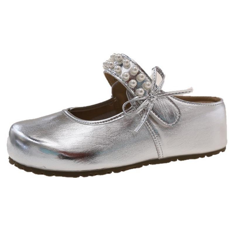 Thick-soled Heightened Bag Head Half Slippers Women's Summer Wear New One-pedal Silver Mary Jane Single Shoes