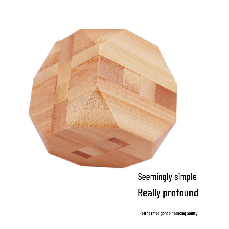 Kongming Wooden Puzzle Toy - Bamboo Luban Octagonal and Square Puzzle for Kids and Adults