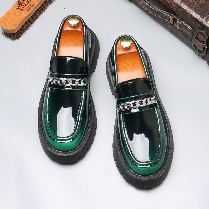 [Order] British Platform Chain Loafers Men's Doudou Shoes Loafers Large Size Foreign Trade