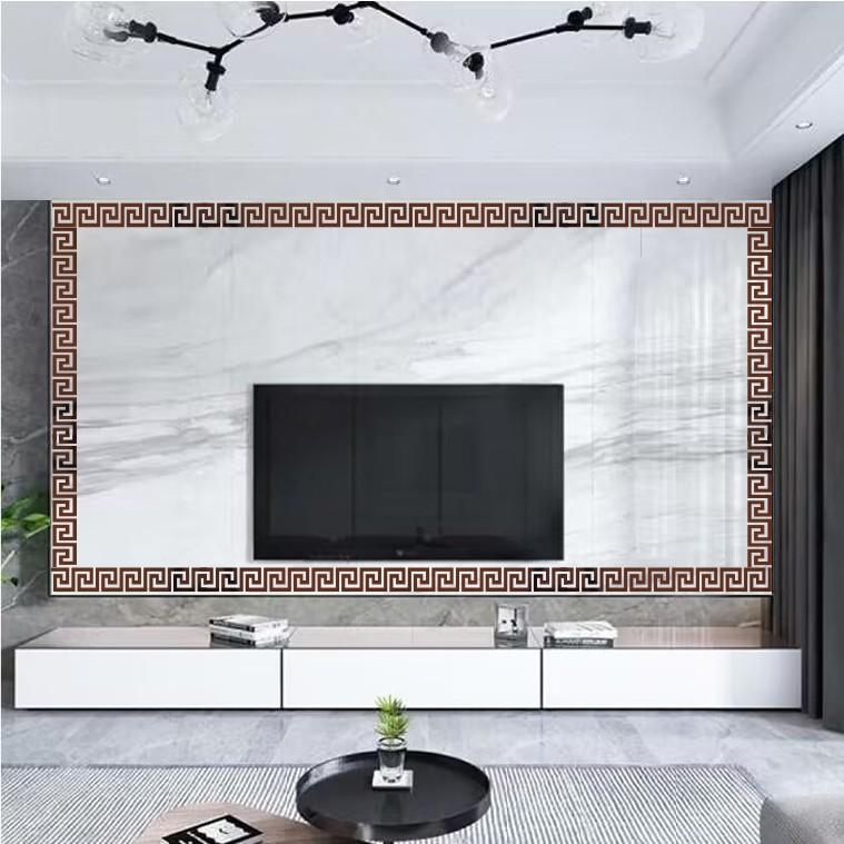 Mirror 3D Lace Border Adhesive Wallpaper | Acrylic Self-Adhesive Ceiling & TV Wall Sticker for Living Room Bedroom Decor