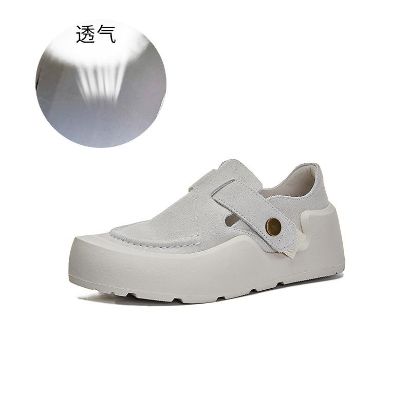 

Кожаные туфли женские весна 2025 новые повседневные туфли с одной педалью мокасины для пригородных поездок на платформе белые туфли женские 35 белый